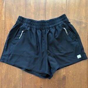 Vuori Black Athletic Zip-Pocket Shorts